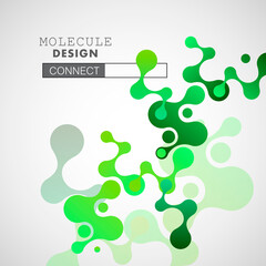 Abstract green molecules on white background. Vector logo design elements