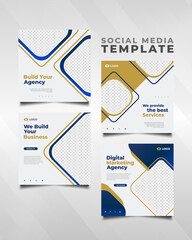 Digital marketing agency social media post template in modern and minimalist concept. Collection of business social media template