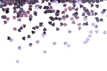 Bright confetti on white background, top view