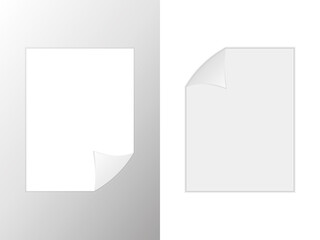 Set of blank white sheet of paper. Realistic template of A4 format paper with shadows. Vector