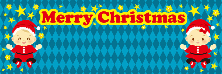 サンタコスプレの赤ちゃん　男女　正面　ベビー全身イラスト100
