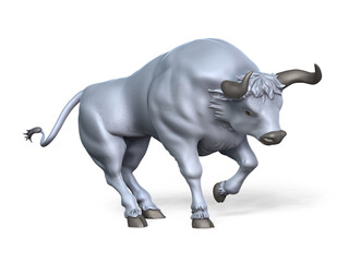 bull isolated on white background. Result of rendering 3d model