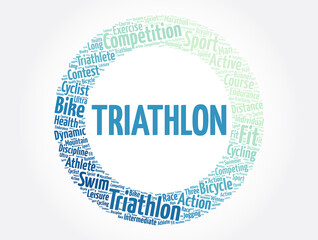 Triathlon word cloud, sport concept background
