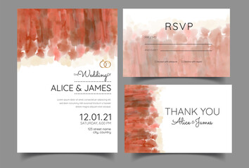 wedding invitation card, pink watercolor texture