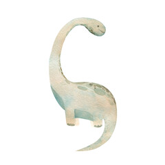 Little funny dinosaur, watercolor drawing. The isolated object on a white background.