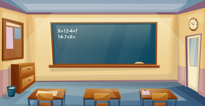 school classroom interior with desk board (2)
