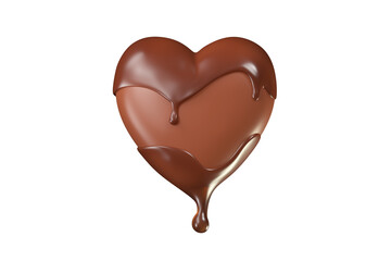 Valentine's day heart shaped Dripping Melted Chocolates background, 3d rendering.