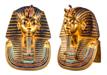 Isolated egyptian pharaoh Tutankhamun's funeral mask.
