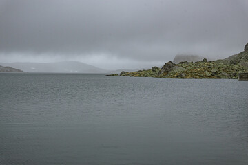 plateau with snow patches in autumn in norway (Sognefjellsveien)