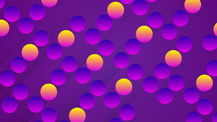 Purple and yellow spheres abstract background illustration.