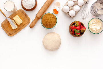 Celebratory strawberry Gift cake with shortcrust pastry for valentine's day, mother's day and women's day