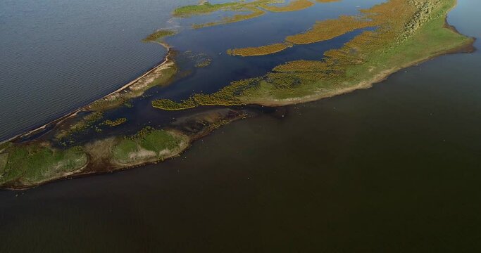 4K Aerial view of the amazing landscape from Danube Delta in Romania with great vivid colors