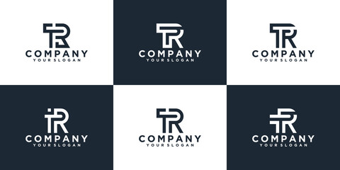 Set of creative monogram letter tr logo design inspiration template for consulting, initials, financial companies