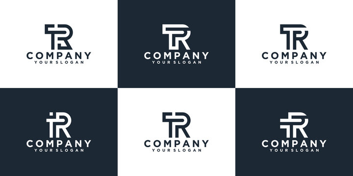 Set of creative monogram letter tr logo design inspiration template for consulting, initials, financial companies
