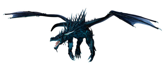 3D Rendering Fairy Tale Dragon on White