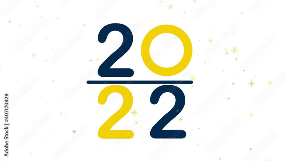 Poster happy new year 2022 alphabet text on isolated white background and glitter particle. typography font