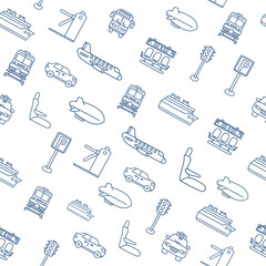 transportation seamless pattern doodle sketch style. isolated on white background simple ink hand drawn Vector illustration
