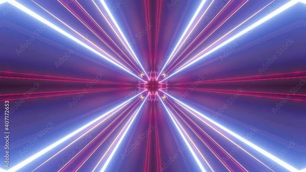 Poster sci-fi tunnel transformer with red orange neon lights. 4k looped abstract high-tech tunnel. camera f