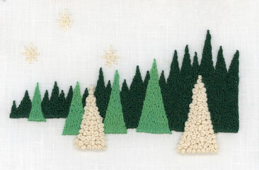 森の白い光の刺繍
