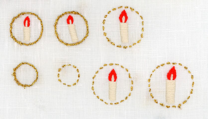 キャンドルの刺繍