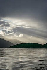 Sunbeam at Tingvollfjorden in Norway