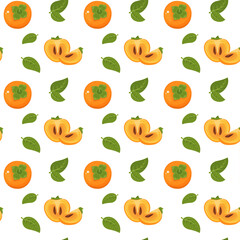 Persimmon seamless pattern on white background