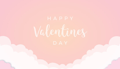 pastel pink Valentines Day display. Valentines banner for Wedding greeting card. Illustration