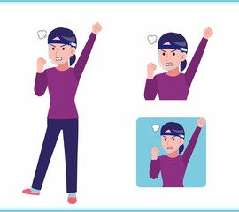 Young woman dressed in purple