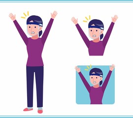 Young woman dressed in purple