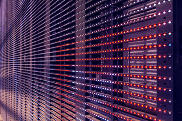 LED Outdoor Media Facade, digital signage screen. Exterior facade light, wall LED pixels light,...