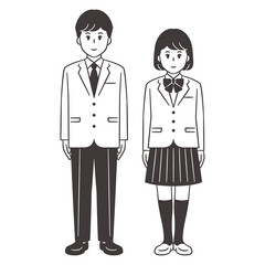 中高生　男女　全身　ブレザー