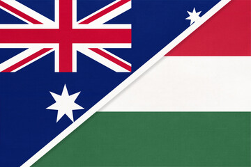 Australia and Hungary, symbol of national flags from textile.