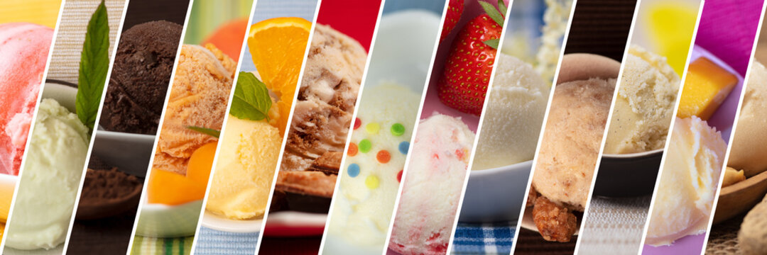Eiscreme Hintergrund Header mit bunten Eissorten