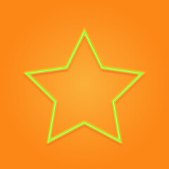 golden neon star on white background