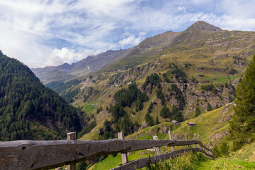 Fototapeta na wymiar landscape with fence and mountains