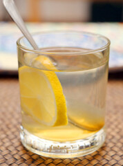 glass of water with lemon