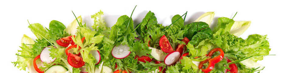 Mixed Salad Panorama isolated on white Background
