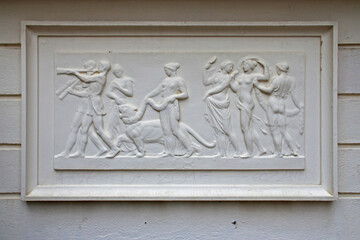 bas-relief with mythologic characters in biarritz (france) 