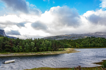 Fototapeta premium Landscape at a river in north Norway