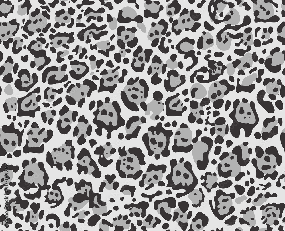 Poster jaguar leopard skin seamless pattern. abstract background of dark spots on a white background in the