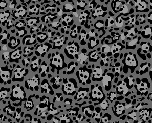 Leopard skin seamless pattern. Abstract background of dark spots on a grey background. Print.Vector.