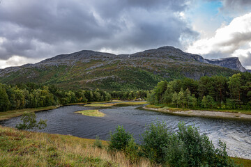 Landscape at a river in north Norway