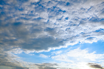 Altocumulus mid height clouds. Morning sky