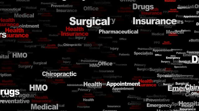 HEALTH INSURANCE Keywords Animation, Background, Loop, 4k

