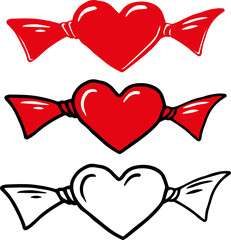 vector hand drawn illustration of candy-hearts for print
