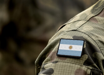 Flag of Argentina on military uniform (collage).