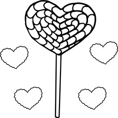 vector hand drawn line art illustration of lollipop