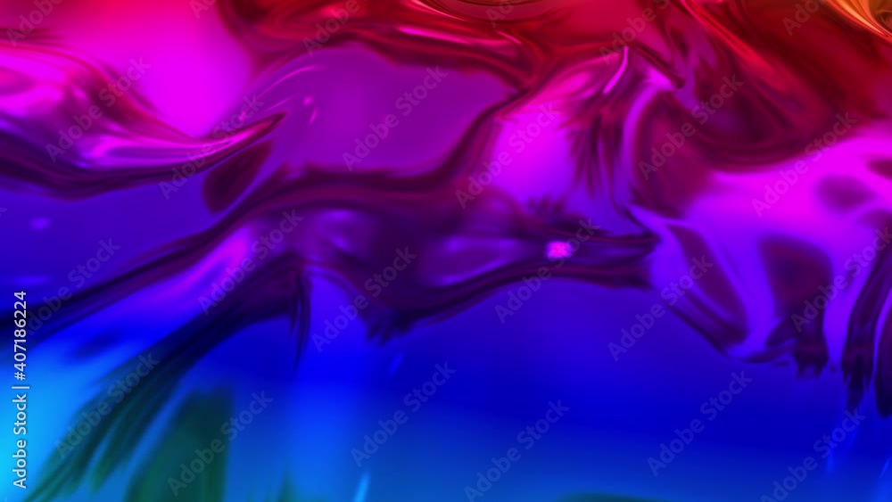 Poster animated rainbow metallic gradient in 4k. abstract 3d of wavy cloth surface that forms ripples like 