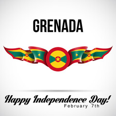 Grenada flag state symbol isolated on background national banner. Greeting card National Independence Day of the Republic of Grenada. Illustration banner with realistic state flag.