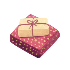 Watercolor illustration of gift boxes isolated on white